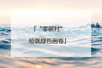 “零碳村” 绘就绿色画卷