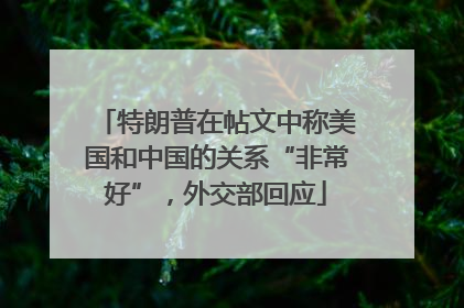 特朗普在帖文中称美国和中国的关系“非常好”，外交部回应