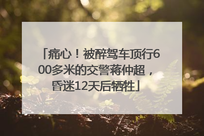 痛心！被醉驾车顶行600多米的交警蒋仲超，昏迷12天后牺牲