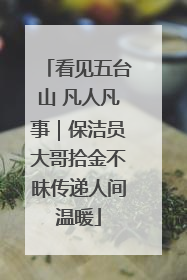 看见五台山 凡人凡事｜保洁员大哥拾金不昧传递人间温暖