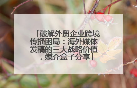 破解外贸企业跨境传播困局：海外媒体发稿的三大战略价值，媒介盒子分享