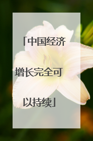 中国经济增长完全可以持续