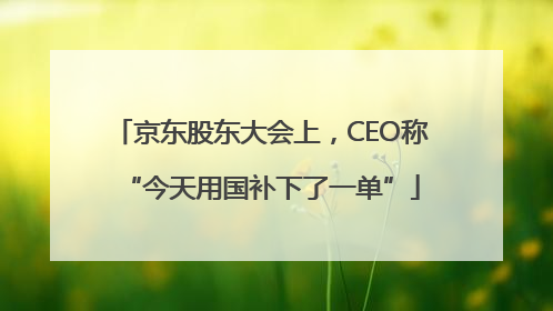 京东股东大会上，CEO称“今天用国补下了一单”