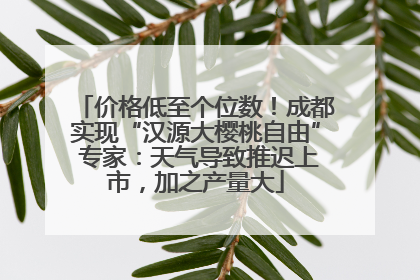 价格低至个位数！成都实现“汉源大樱桃自由” 专家：天气导致推迟上市，加之产量大