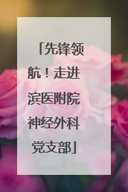 先锋领航！走进滨医附院神经外科党支部