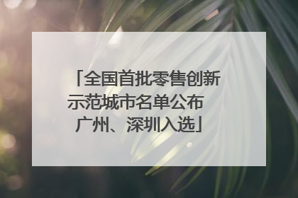 全国首批零售创新示范城市名单公布 广州、深圳入选