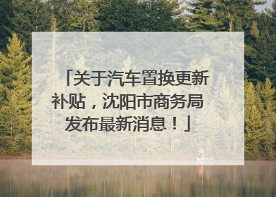 关于汽车置换更新补贴，沈阳市商务局发布最新消息！
