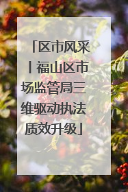 区市风采丨福山区市场监管局三维驱动执法质效升级