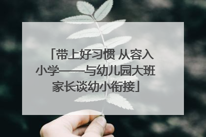 带上好习惯 从容入小学——与幼儿园大班家长谈幼小衔接