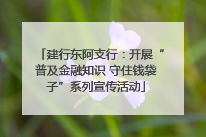 建行东阿支行：开展“普及金融知识 守住钱袋子”系列宣传活动