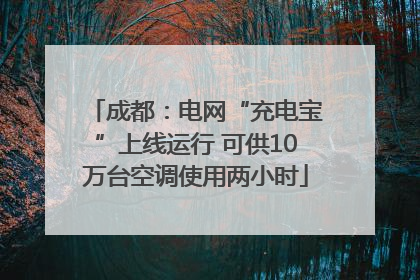 成都：电网“充电宝”上线运行 可供10万台空调使用两小时