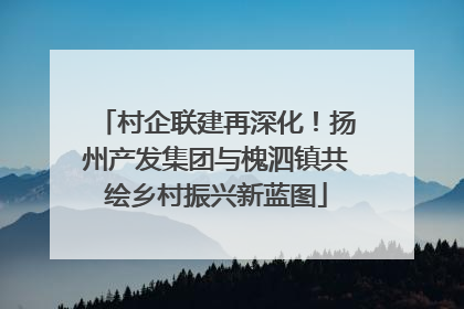 村企联建再深化！扬州产发集团与槐泗镇共绘乡村振兴新蓝图