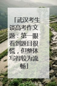 武汉考生谈高考作文题：第一眼看到题目很慌，但整体写得较为流畅