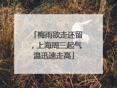 梅雨欲走还留，上海周三起气温迅速走高