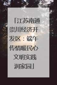 江苏南通崇川经济开发区：端午传情暖民心 文明实践润家园