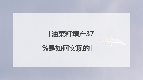 油菜籽增产37%是如何实现的