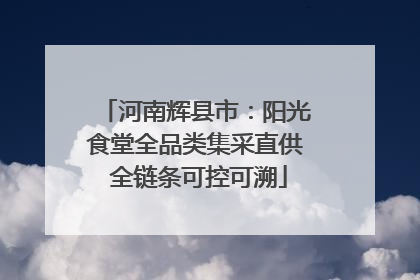 河南辉县市：阳光食堂全品类集采直供 全链条可控可溯