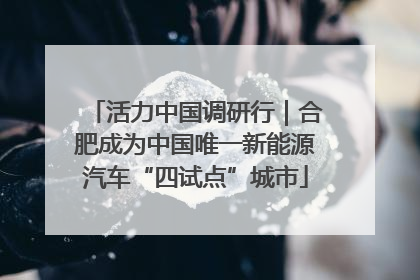 活力中国调研行｜合肥成为中国唯一新能源汽车“四试点”城市