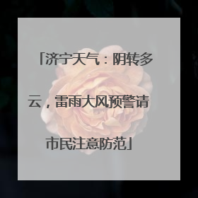 济宁天气：阴转多云，雷雨大风预警请市民注意防范
