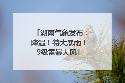 湖南气象发布：降温！特大暴雨！9级雷暴大风