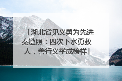 湖北省见义勇为先进秦遵照：四次下水勇救人，善行义举成榜样