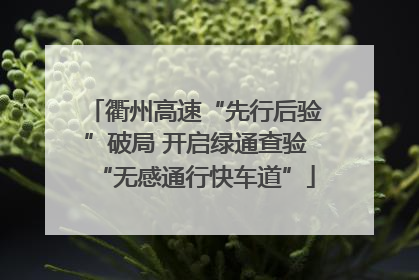 衢州高速“先行后验”破局 开启绿通查验“无感通行快车道”