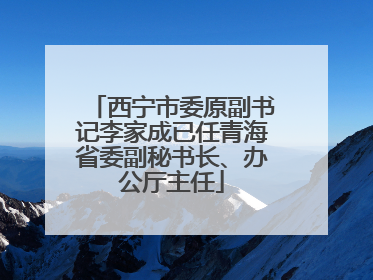 西宁市委原副书记李家成已任青海省委副秘书长、办公厅主任