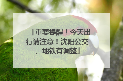重要提醒！今天出行请注意！沈阳公交、地铁有调整