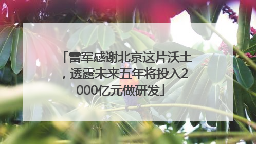 雷军感谢北京这片沃土，透露未来五年将投入2000亿元做研发
